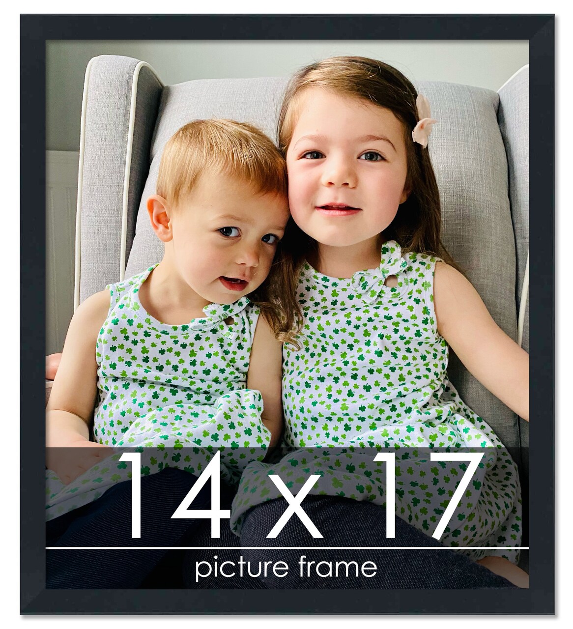 14x17 Slim Profile Black Picture Frame - UV Acrylic, Foam Board Backing, Hanging Hardware
